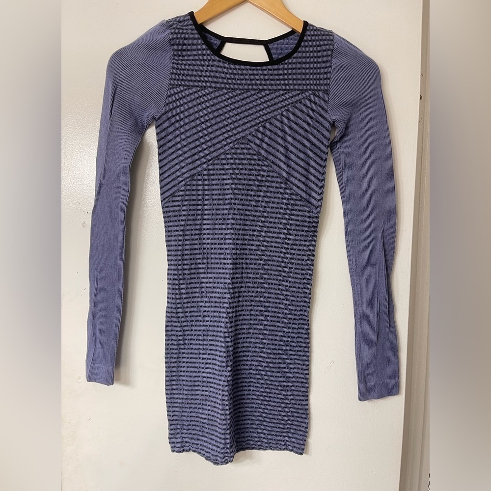 Intimately by Free People Striped Purple Black Dress